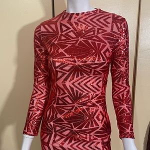 Sequin mini illusion dress